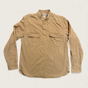 Vintage J.Crew Popover Workshirt Tan Cotton Long Sleeve Utility Shirt Size M